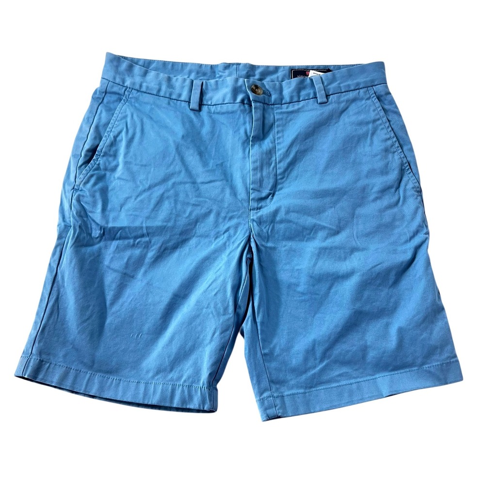 Vineyard Vines Mens Chino Breaker Shorts Blue Size 32 Preppy Whale Golf Dad